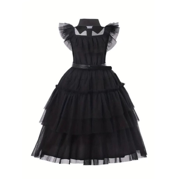 New Deluxe Dress Up Costume for Wednesday Addams Girls Halloween - Picture 7 of 8